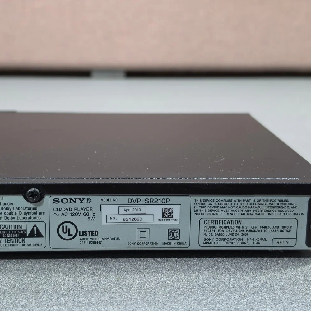 Sony DVD Player DVP-SR210P‎ Black Excellent CD Player with Remote